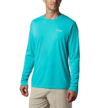 Columbia PFG Zero Rules Long Sleeve, Sudaderas Turquesa Claro Para Hombre | 963824-ILX